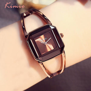 Square Fashion Skeleton Bracelet Rose Gold Watches 2020