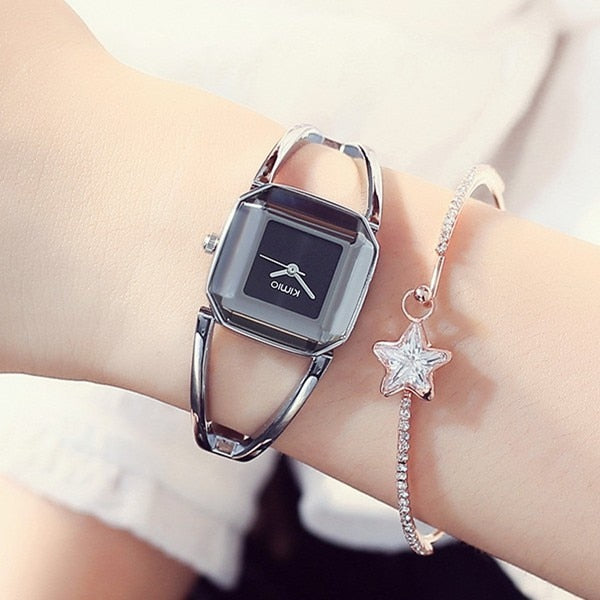 Square Fashion Skeleton Bracelet Rose Gold Watches 2020