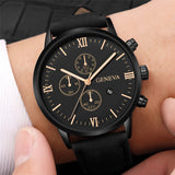 Leather Analog Quartz Sport Watch Male