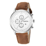 Leather Analog Quartz Sport Watch Male