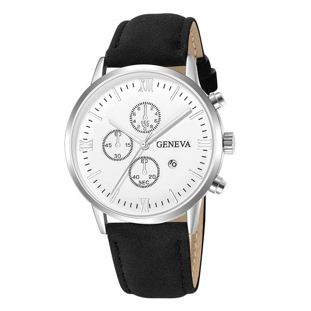 Leather Analog Quartz Sport Watch Male