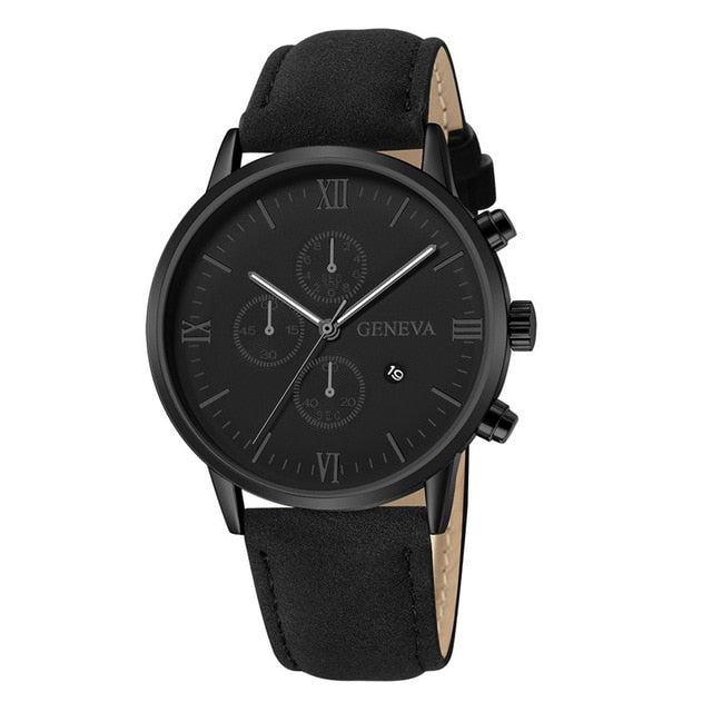 Leather Analog Quartz Sport Watch Male