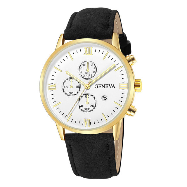 Leather Analog Quartz Sport Watch Male