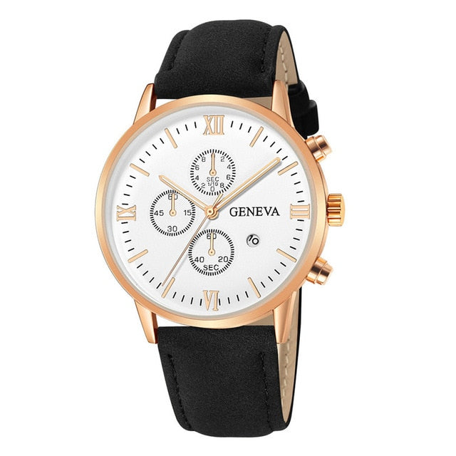 Leather Analog Quartz Sport Watch Male