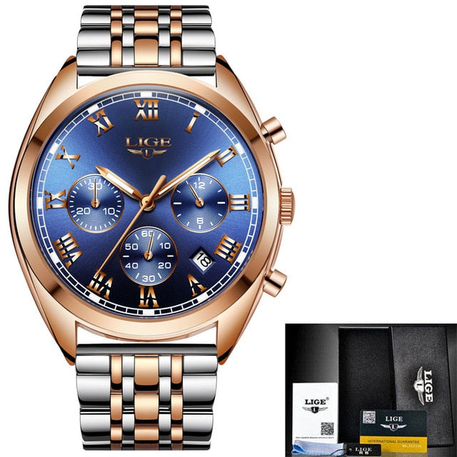 2020 LIGE Mens Watches Top Brand Luxury Waterproof