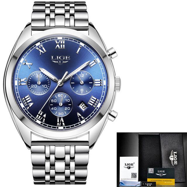 2020 LIGE Mens Watches Top Brand Luxury Waterproof