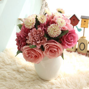 Silk Artificial Flowers Bouquet high quality 10 Heads Rose