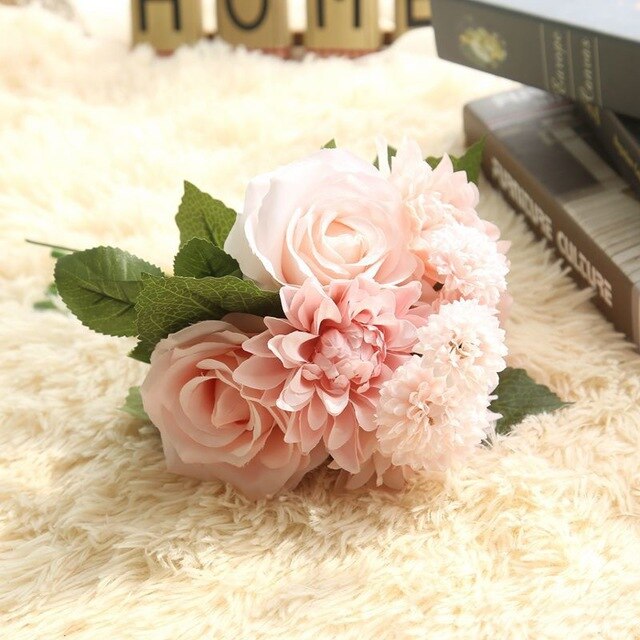Silk Artificial Flowers Bouquet high quality 10 Heads Rose