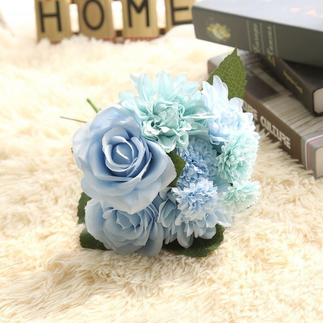 Silk Artificial Flowers Bouquet high quality 10 Heads Rose