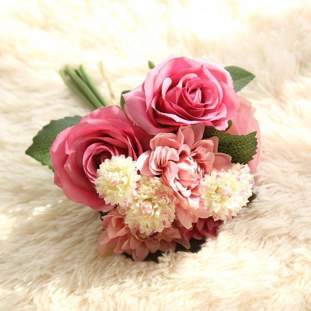 Silk Artificial Flowers Bouquet high quality 10 Heads Rose