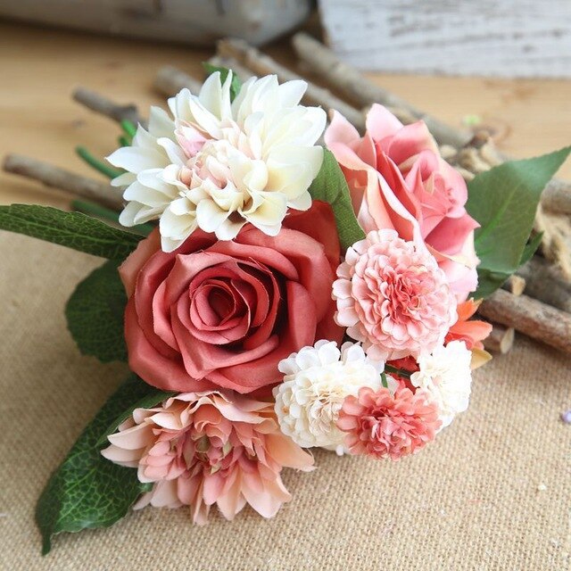 Silk Artificial Flowers Bouquet high quality 10 Heads Rose